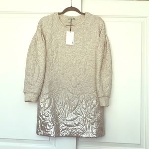 NWT Zara Bubble Sleeve Jacquard Sweatshirt Dress